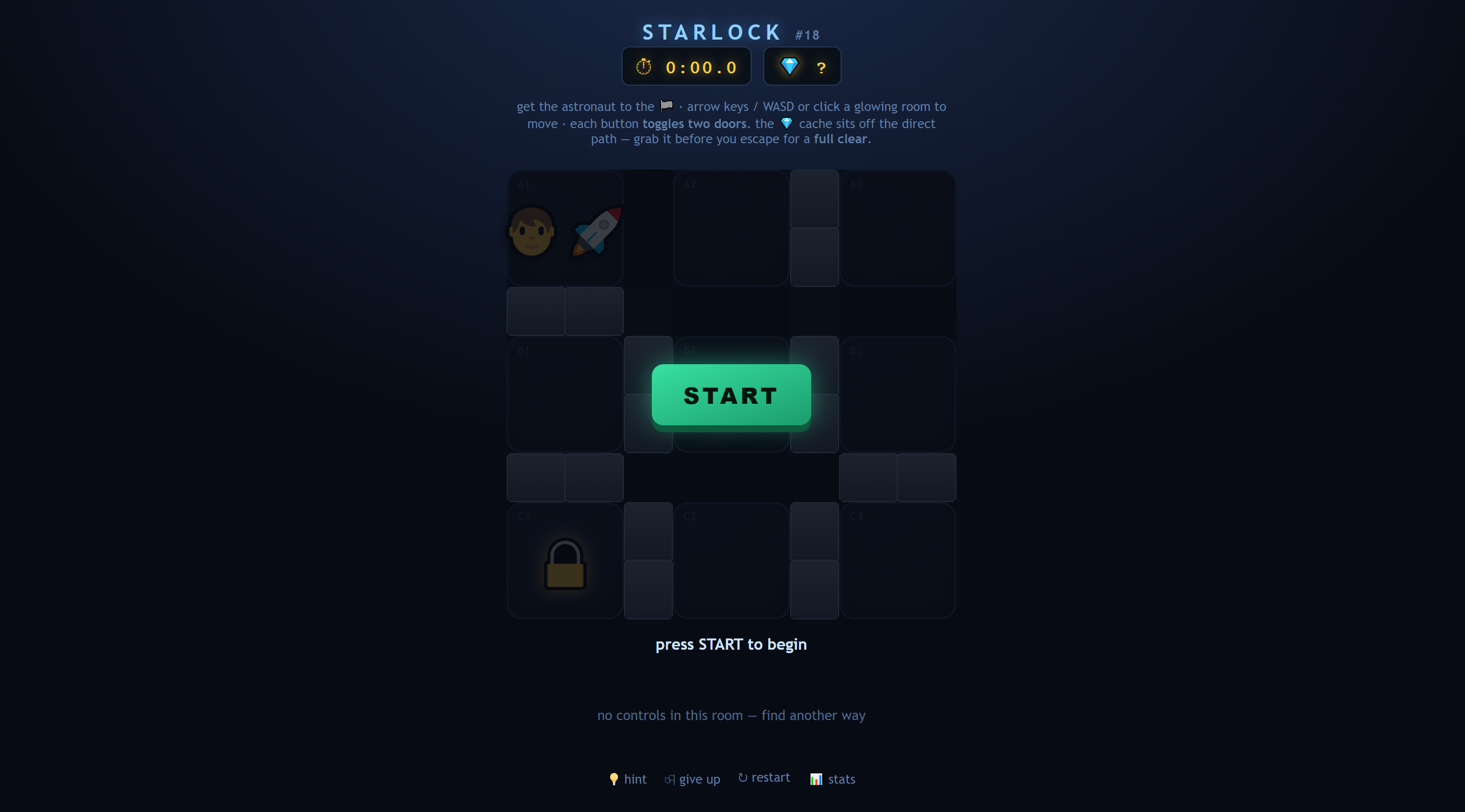 Starlock — an astronaut on a grid of sliding-door rooms